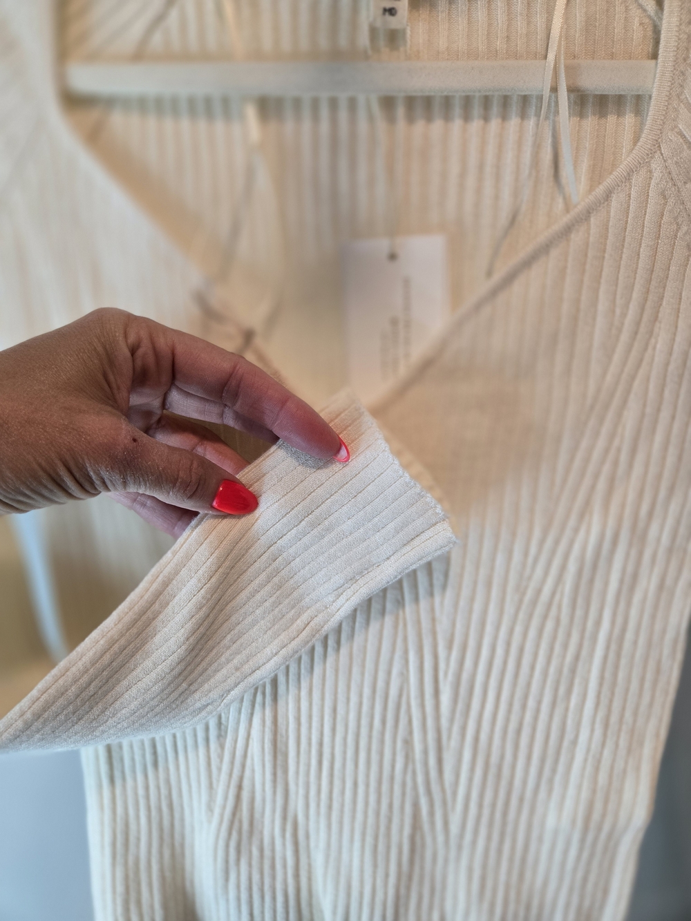 L*Space Cream Ribbed Long-Sleeve Square Neck Top - Picture 7 of 9